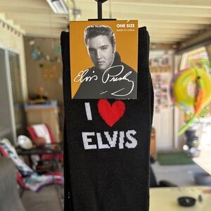 I ❤️ Elvis Black long Socks size 7-12